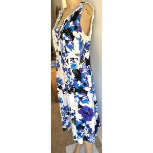 Per Luna Dress Women's M Midi 100% Linen Floral Lined Festive Romantic